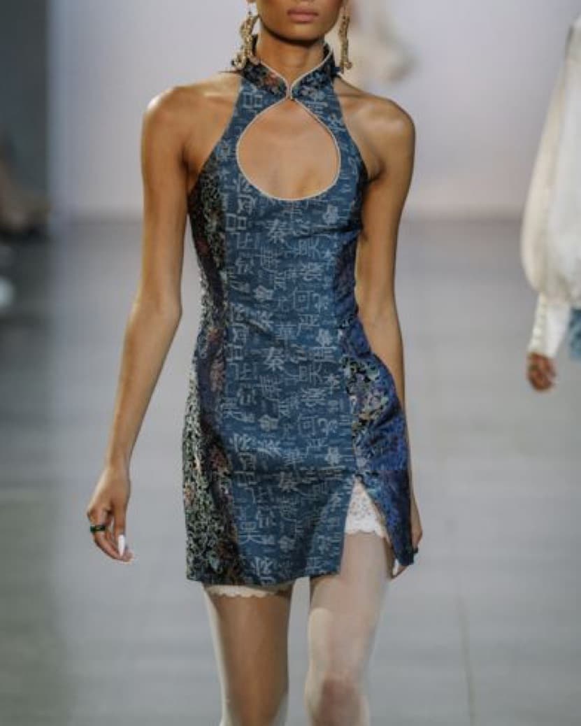 Kim Shui Mini Denim Brocade Dress - Image 3