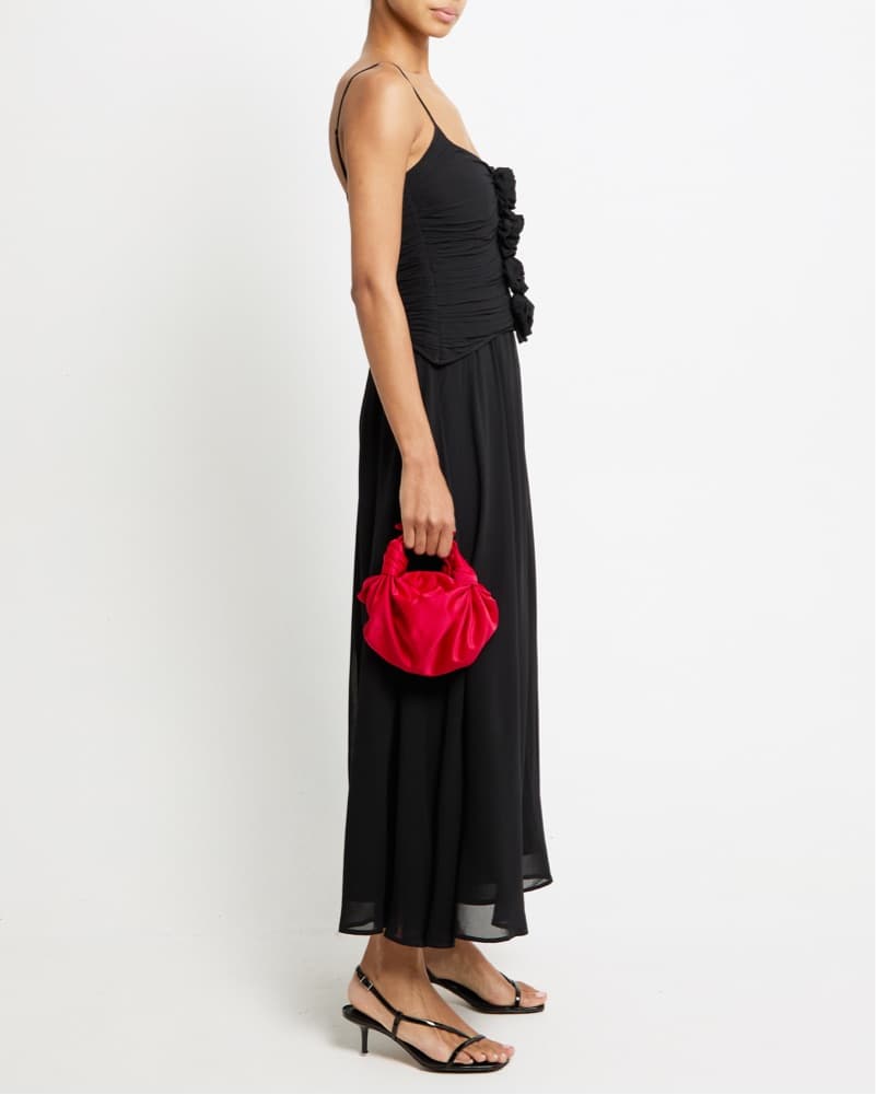 Black Dress with Floral Ruffle O.P.T - Image 4