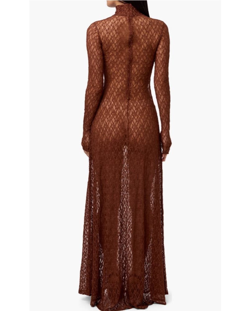 Naked Wardrobe Brown Lace Maxi Dress - Image 4