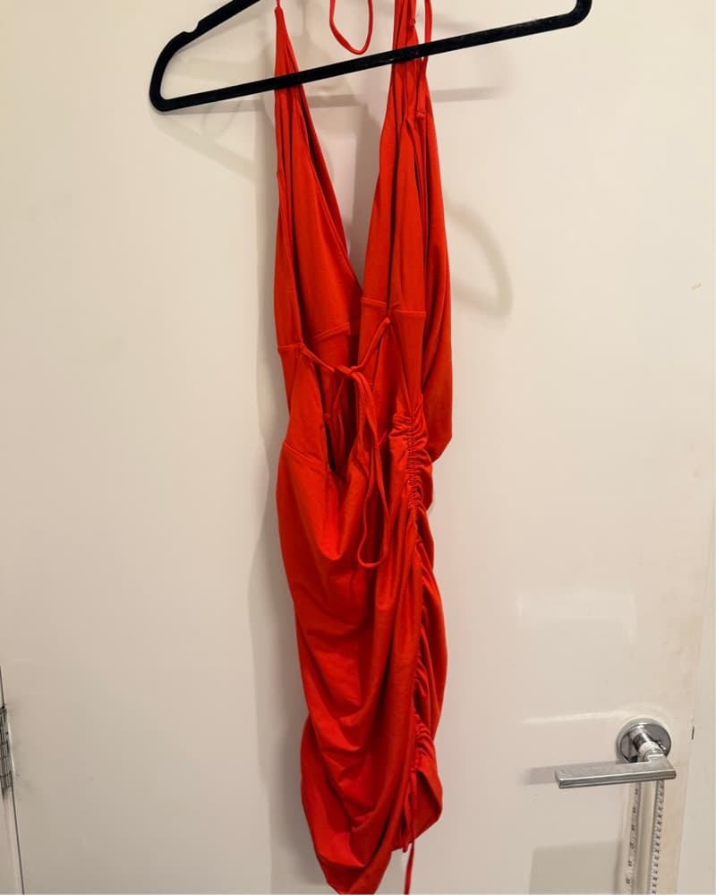 Oh Polly Cowl Neck Mini Dress in Red - Image 3