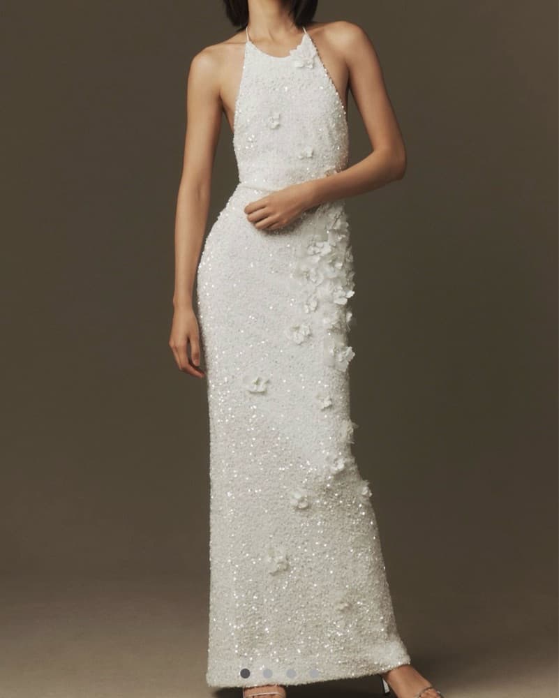HELSI Halter White Sequin Maxi Dress  - Image 1
