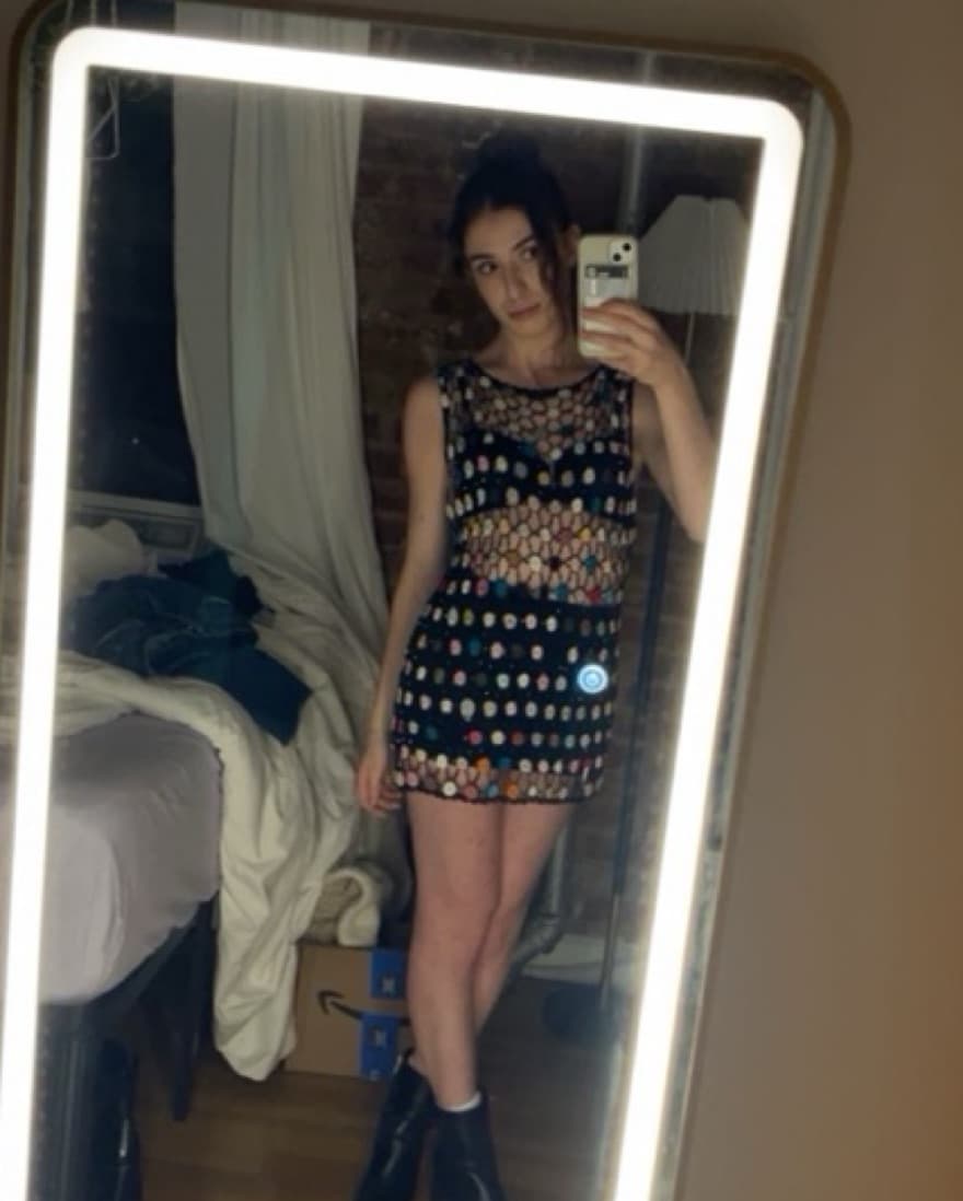 Knit Beaded Mini Dress - Image 2