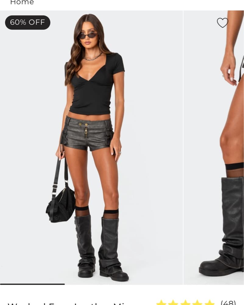 Edikted Faux Leather Micro Shorts - Image 1