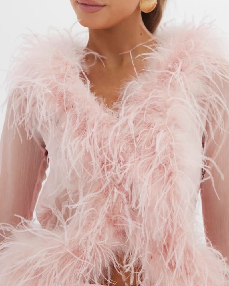 Plush Feather Embellished Formal Dress - Image 2