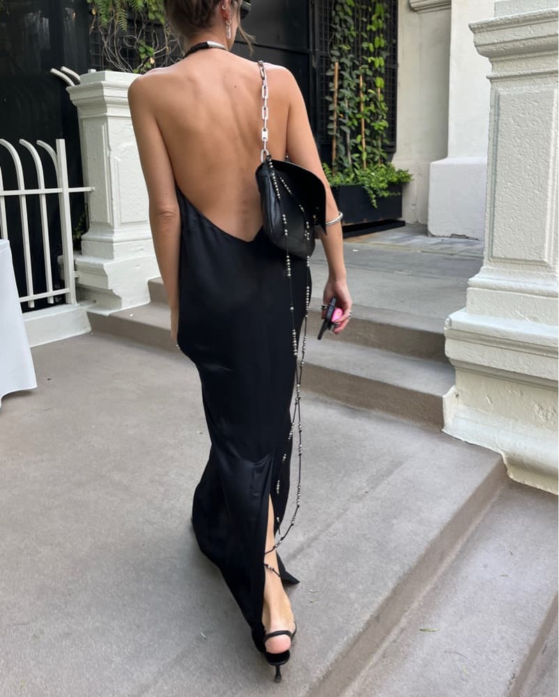 Acne Studios Backless Satin Halter Dress - Image 1