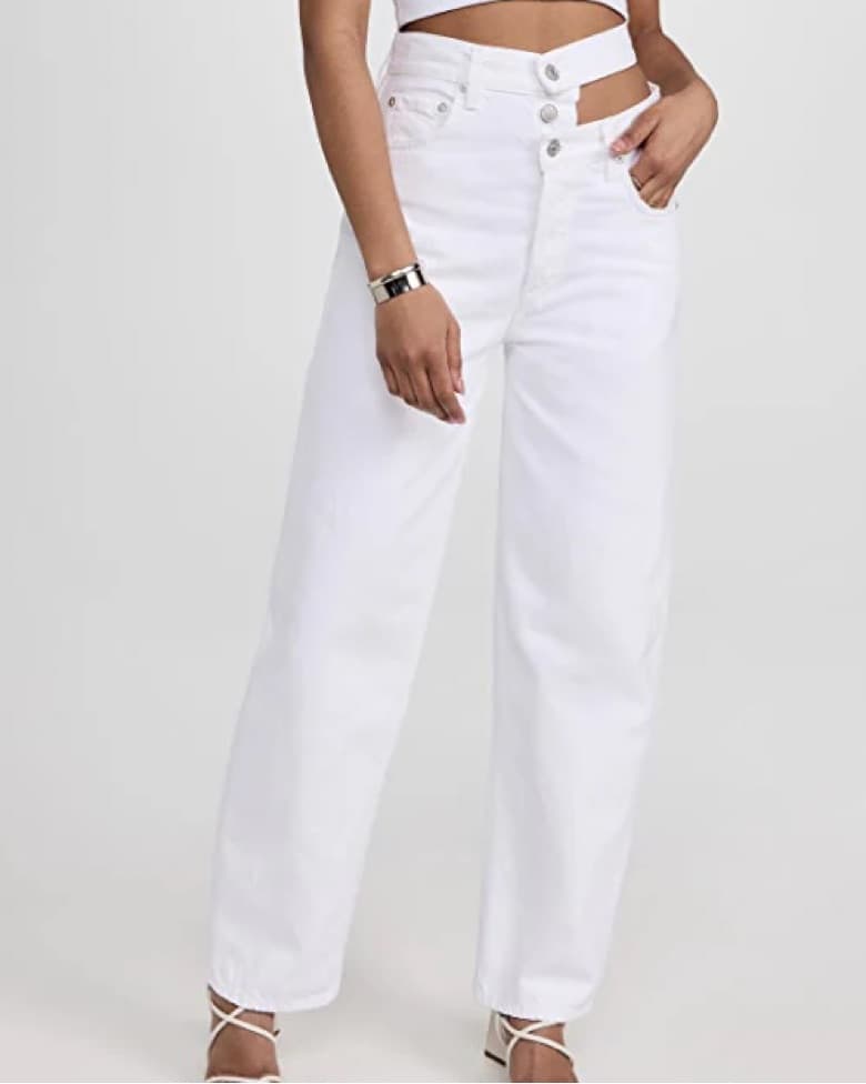 Agolde White Broken Waistband Jeans - Image 1