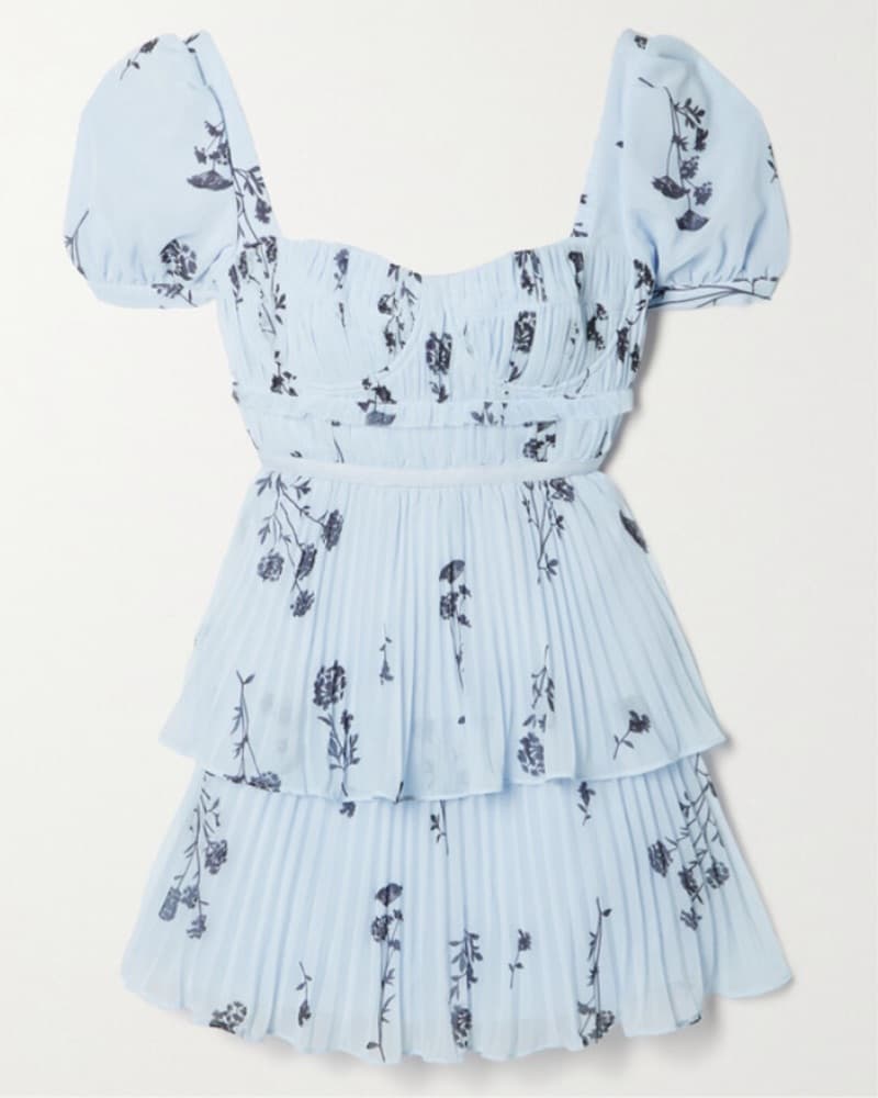 Pleated Floral Mini Dress - Image 1