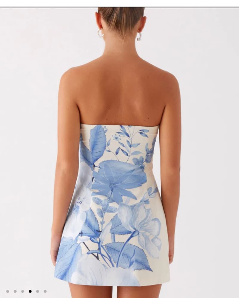 Floral Printed Strapless Mini Dress - Image 3