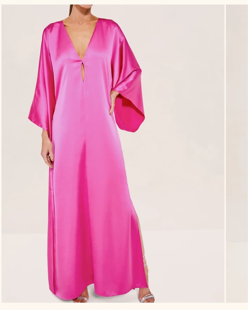 Vibrant Fuchsia Satin Maxi Dress - Image 1