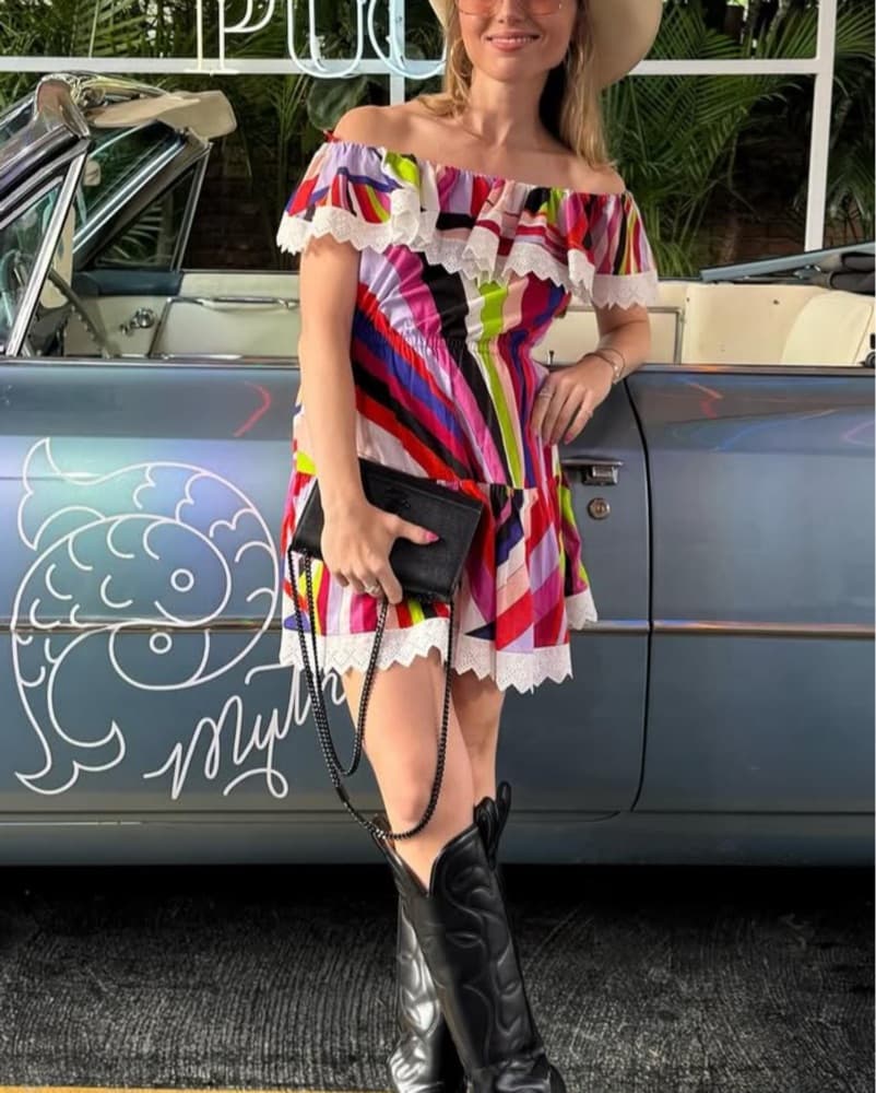 Vibrant Printed Ruffled Mini Dress - Image 1