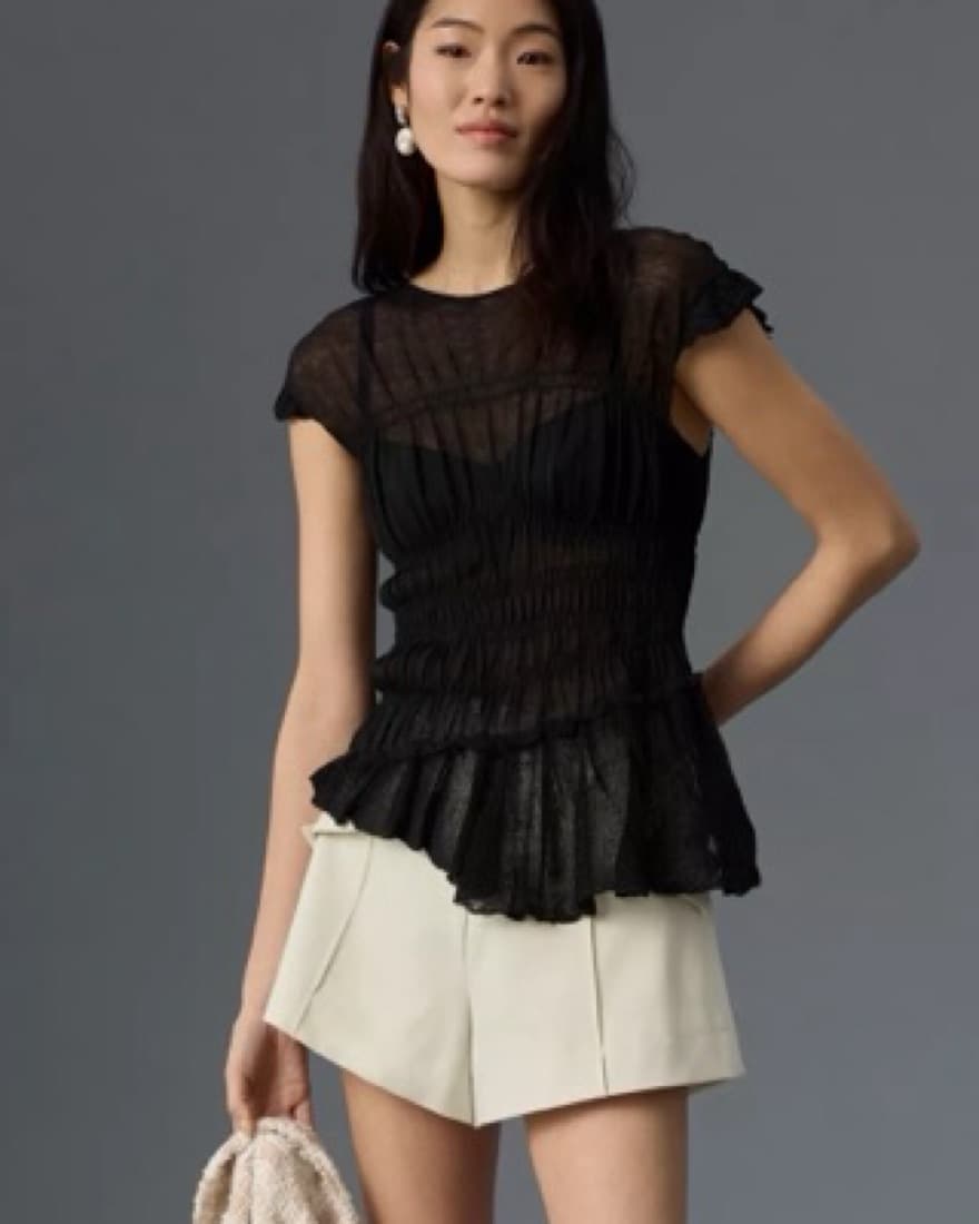 Sheer Smocked Ruffled Tank - Image 1
