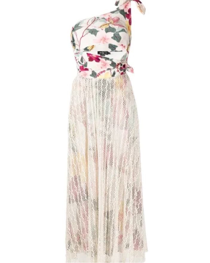 PatBo Hibiscus One Shoulder Lace Midi - Image 2