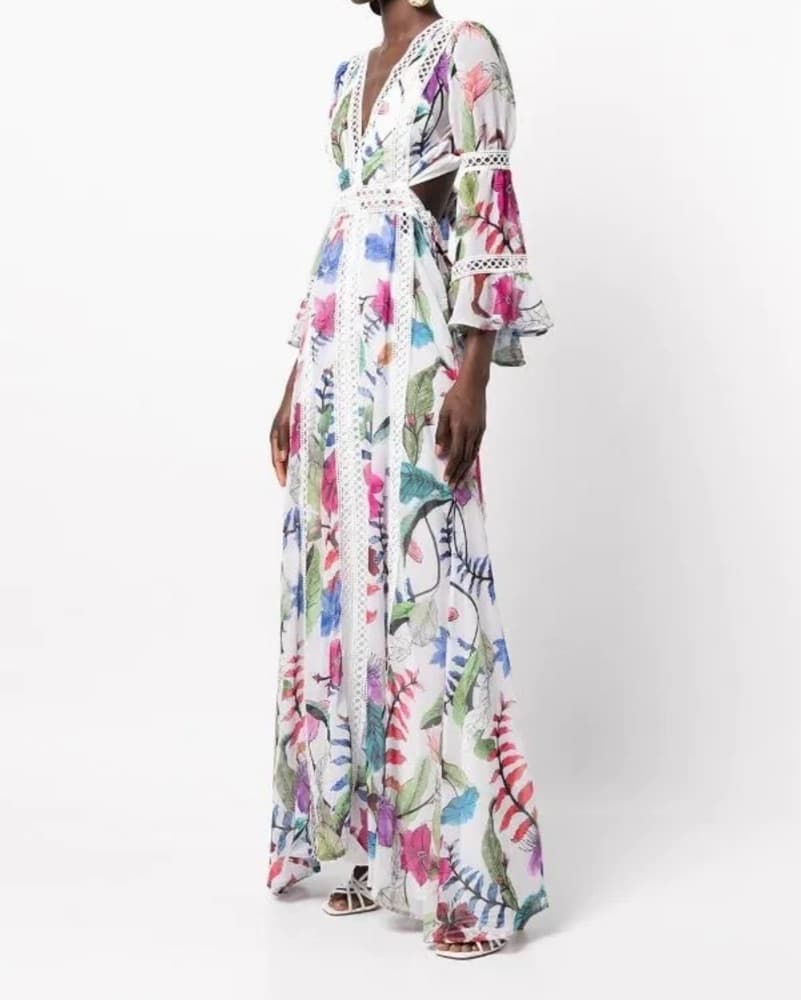 Patbo Floral Zamia Maxi Beach Dress XS - Image 1