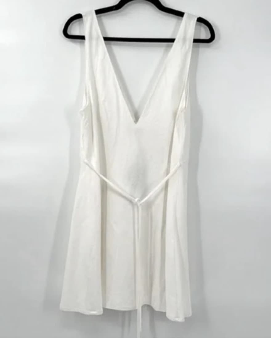 Nessa Linen Mini Dress - White - Image 3