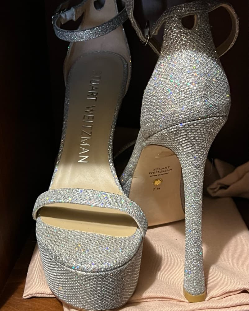 Stuart Weitzman Silver Platform Heels  - Image 6