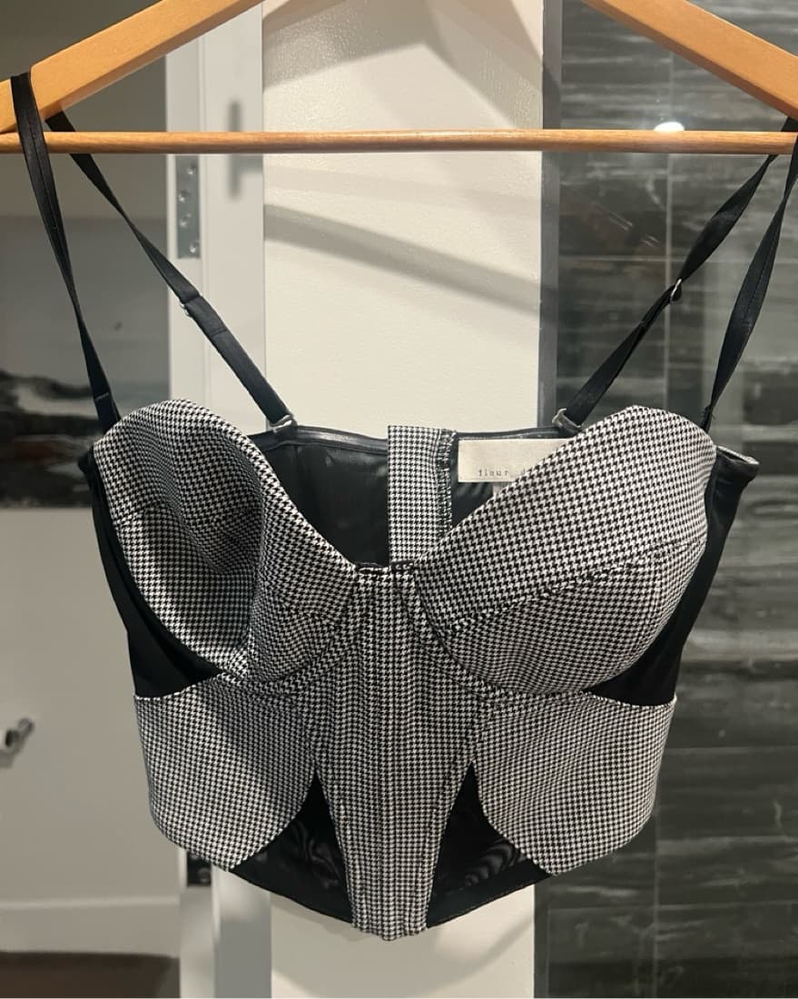Fleur Du Mal Houndstooth Bustier Top - Image 4