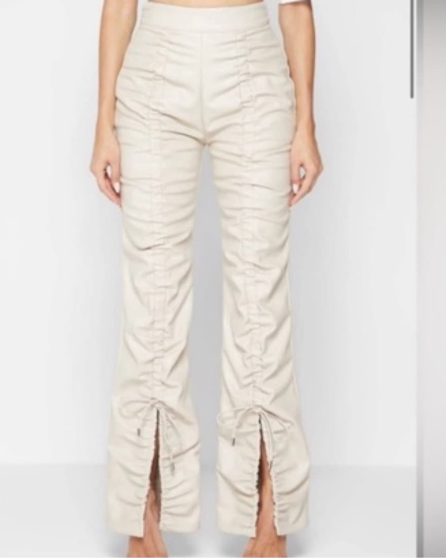 Maniere De Voir White Leather Pants - Image 3