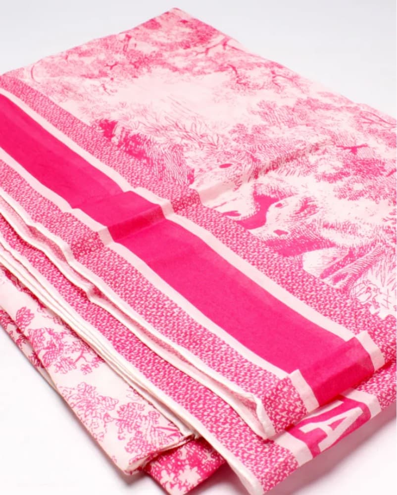 Christian Dior Pink Patterned Scarf - Image 3