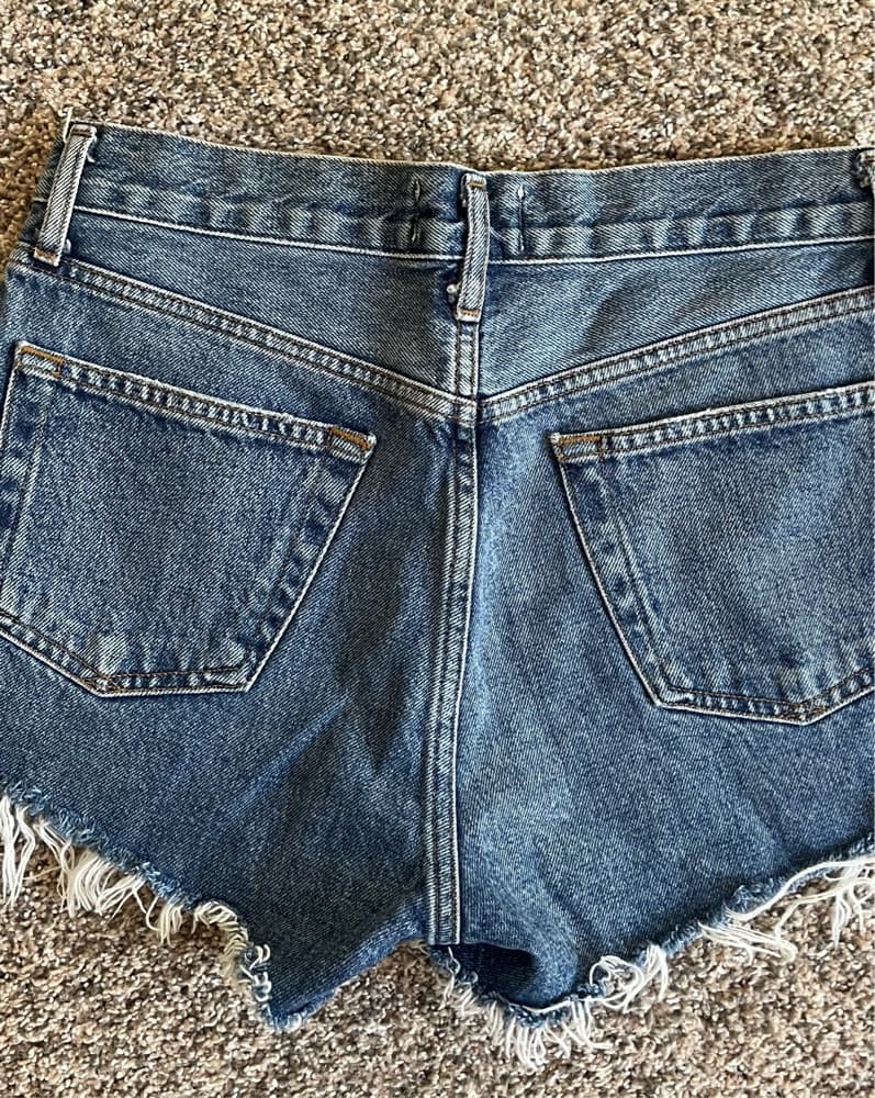 AGOLDE Dark Wash Denim Shorts - Image 3
