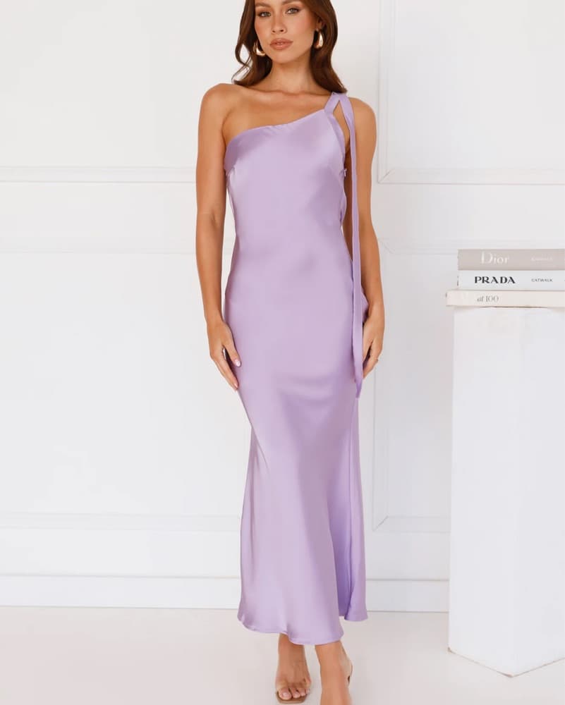 Hello Molly Satin One Shoulder Lilac  - Image 4