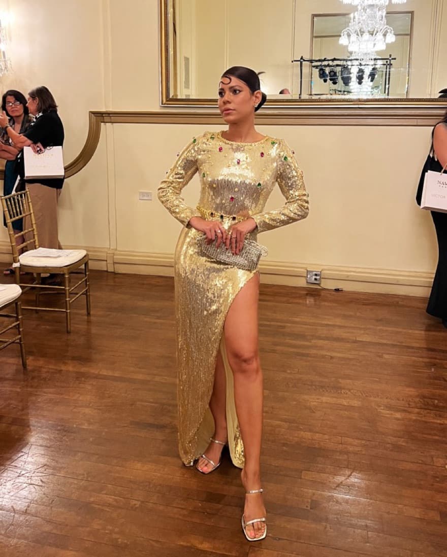 Golden Sequin Long Dress - Image 1