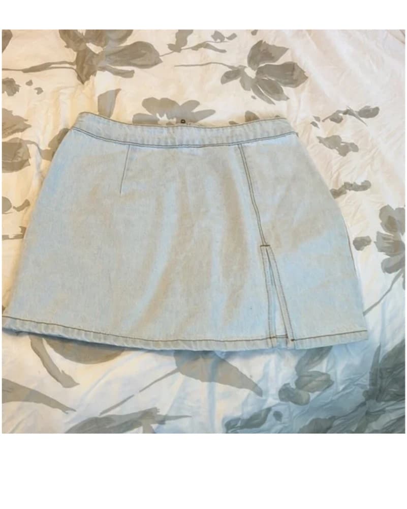 Lioness Light Wash Denim Skirt  - Image 5