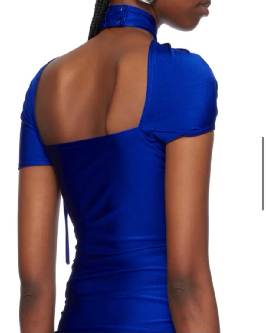 COPERNI Blue Asymmetric Draped T-Shirt - Image 2