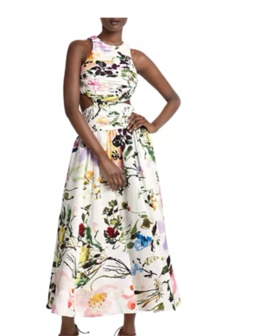 INTROSPECT CUT OUT MIDI DRESS BOTANIC FL - Image 2