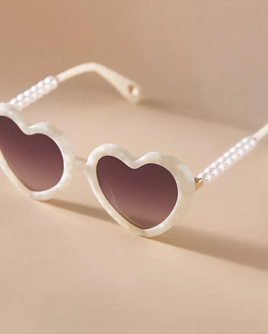 Lele Sadoughi Pearl Heart Sunglasses - Image 1