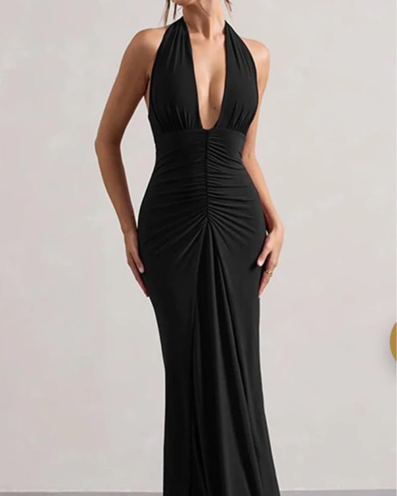 Black Elegant Halter Gown - Image 2