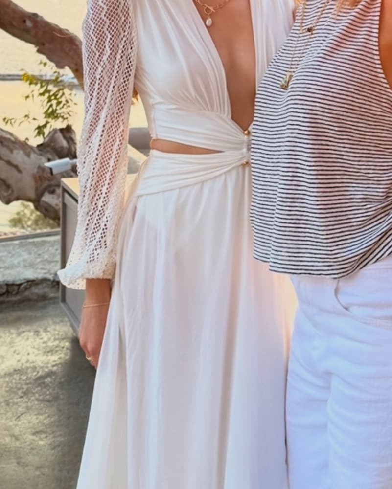 Patbo Maxi White Chiffon Dress With Lace - Image 2