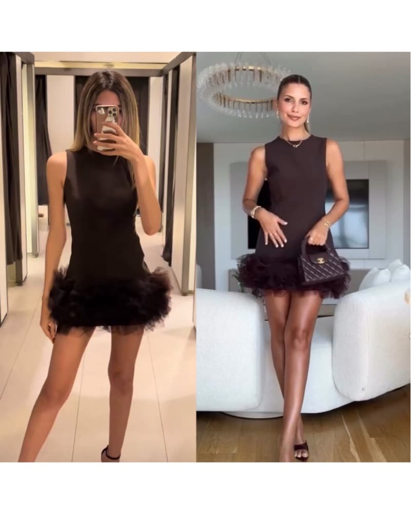 Zara Brown Tulle Dress Mini  - Image 1