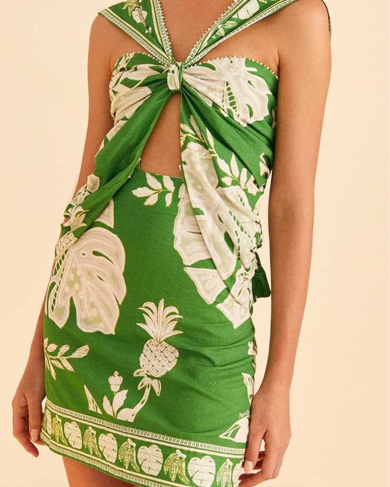 Farm Rio Green Monsteras Mini Dress  - Image 5