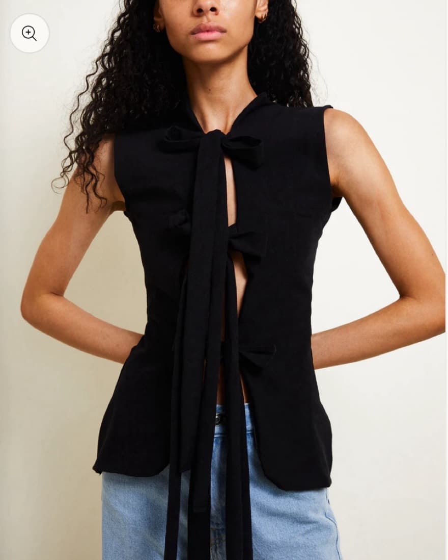 Atelier Tulpe Black Bow Tie Vest Top - Image 1