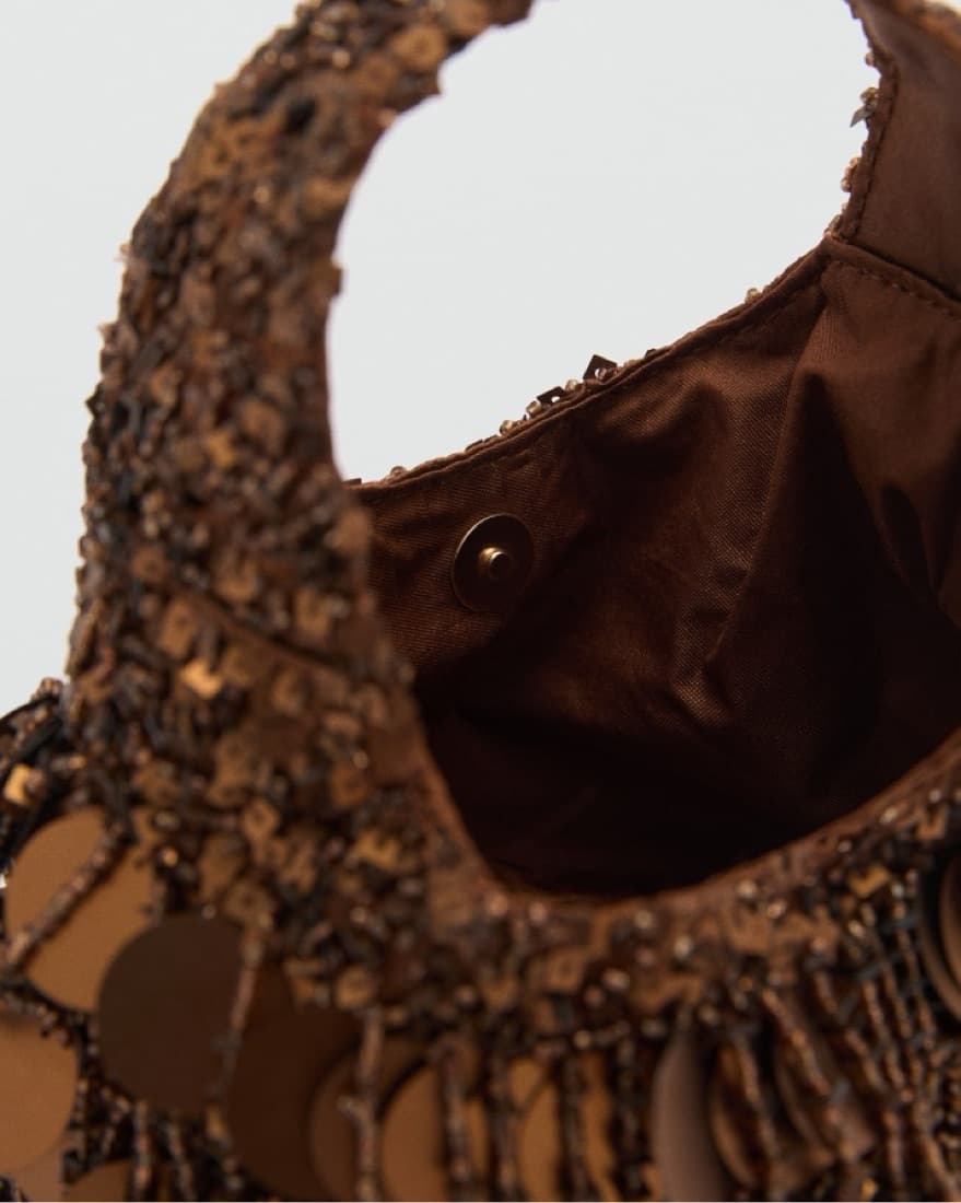 Brown Sequin Beaded Mini Bag - Image 6
