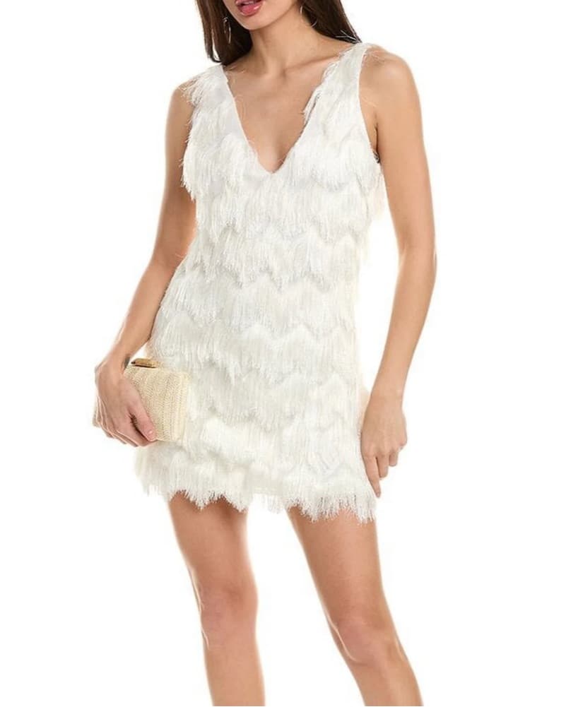 Ramy Brook White Feather Mini Dress  - Image 2