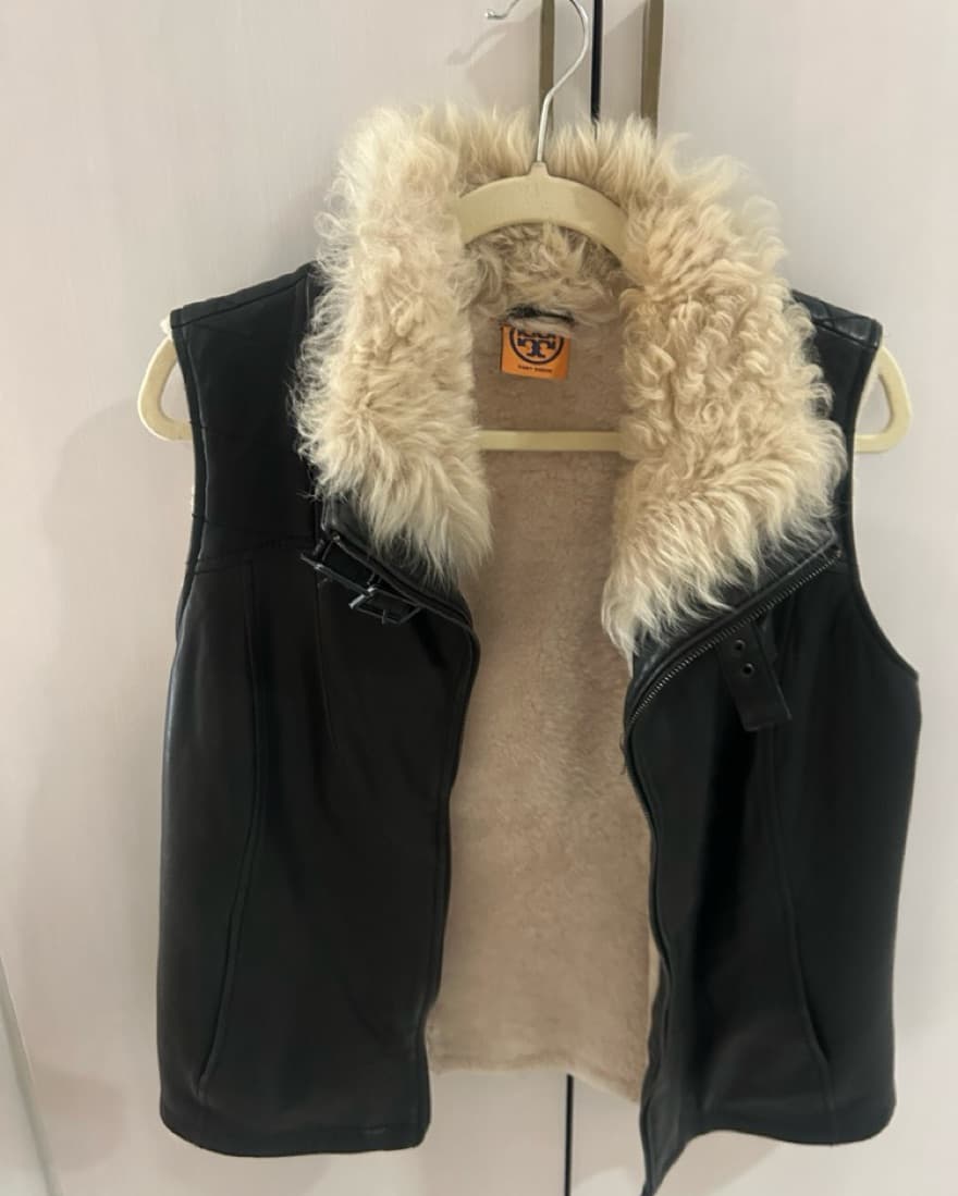 Tory Burch Leather And Shearling Vest - Image 1