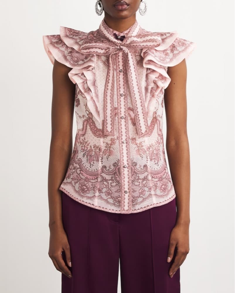 Zimmermann Ruffled Blouse in Dusty Rose - Image 2