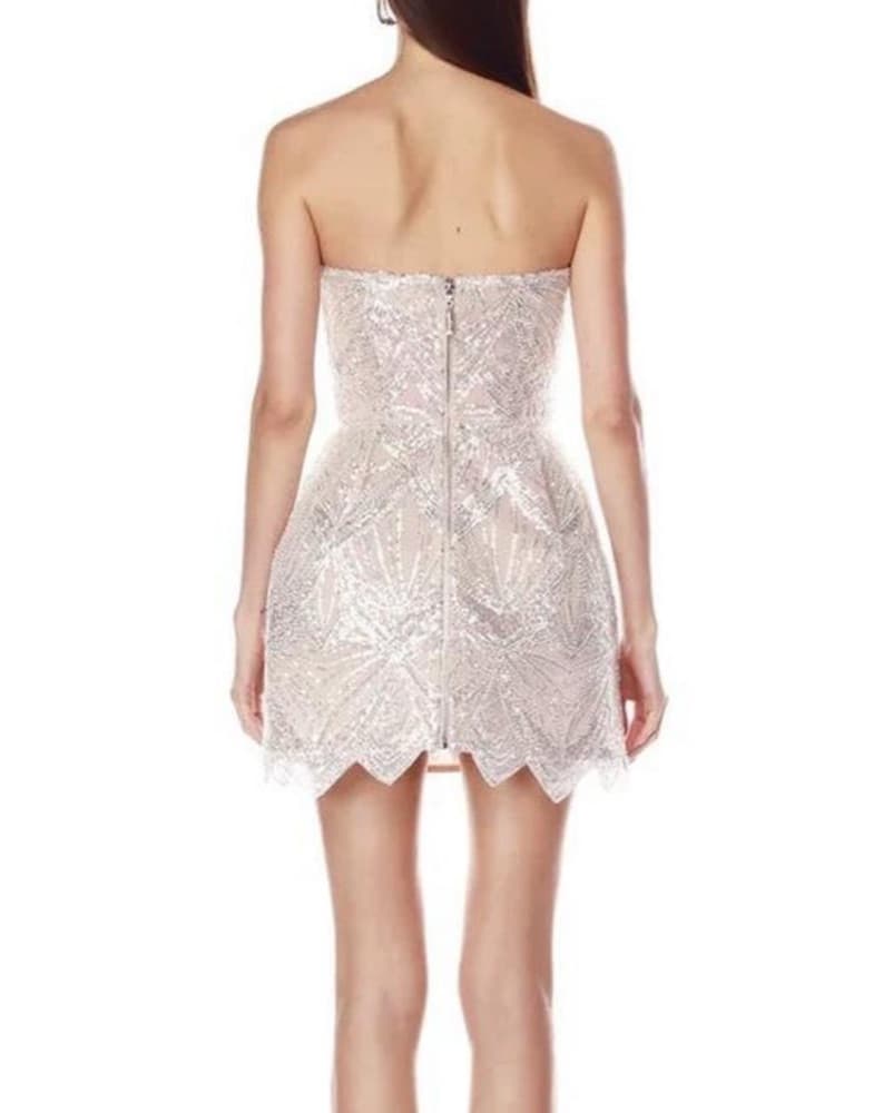 $750 Bronx Banco Silver Sequin Mini Dress XS - Image 3