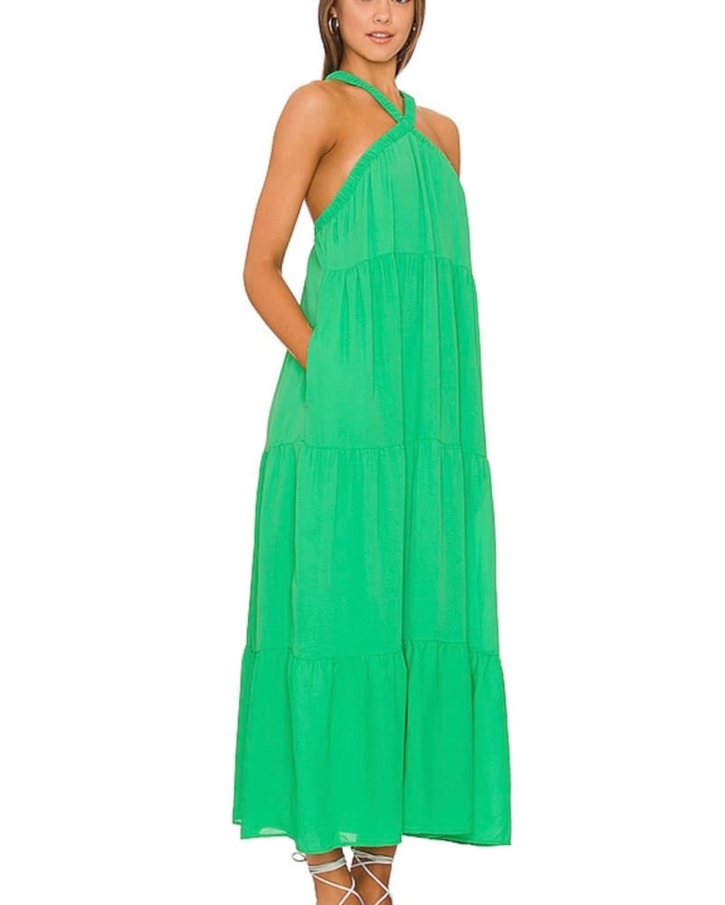 Hallie Halter Dress in Spring Green - Image 2