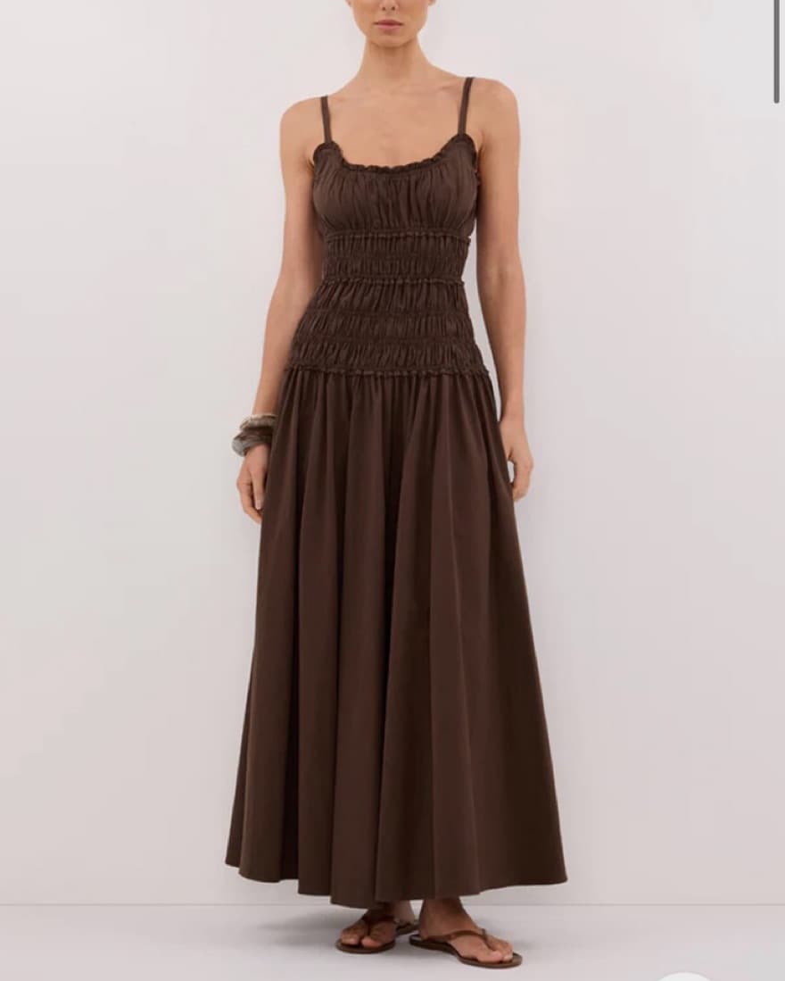 DISSH TOBY BITTER CHOC COTTON MIDI DRESS - Image 3