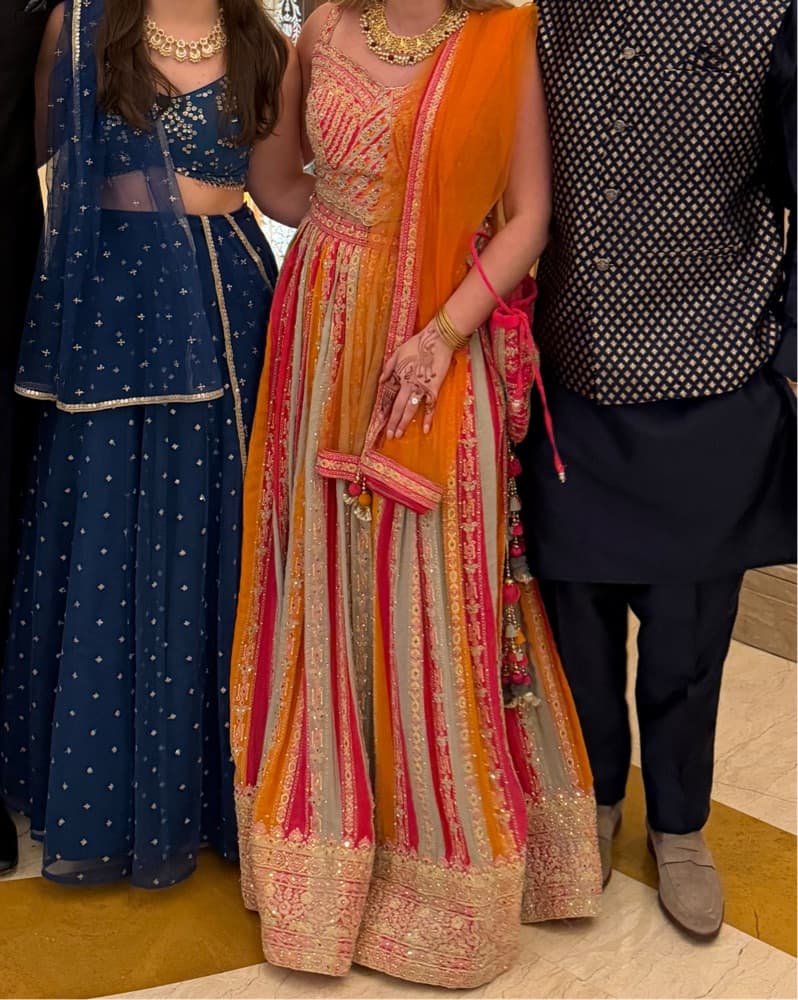 Orange And Pink Lehenga - Image 2