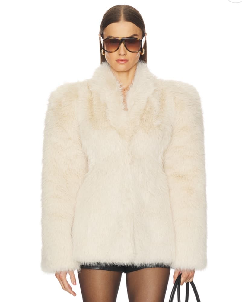 Structured Estela Fur Coat In Bone - Image 5