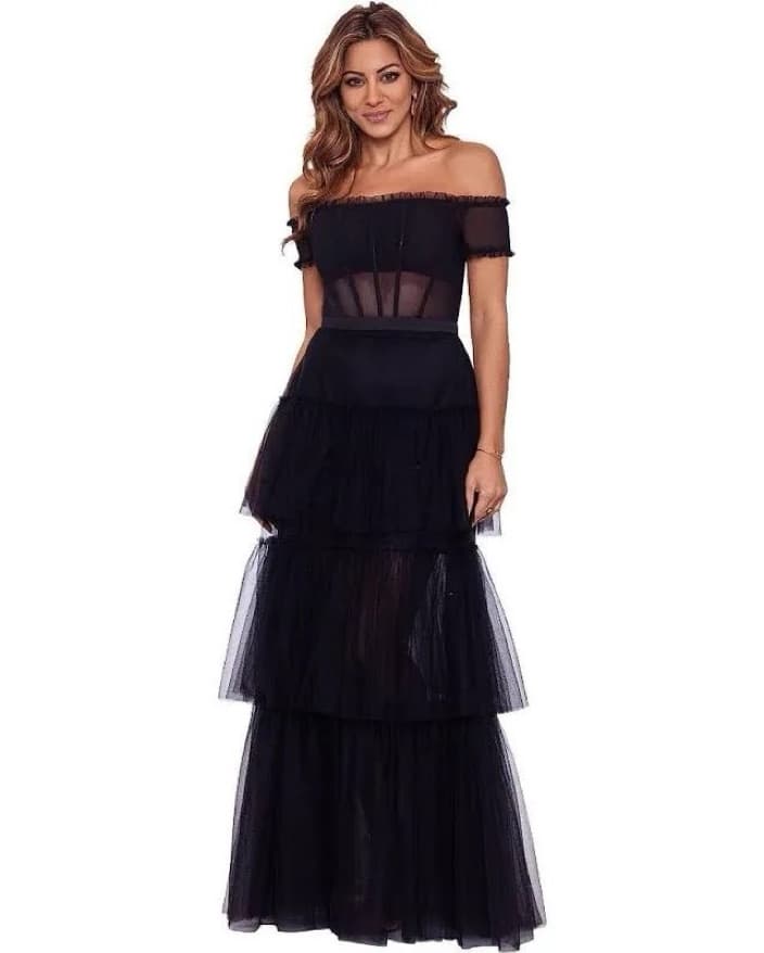 Betsy and Adam Off-the-Shoulder Gown - Image 1