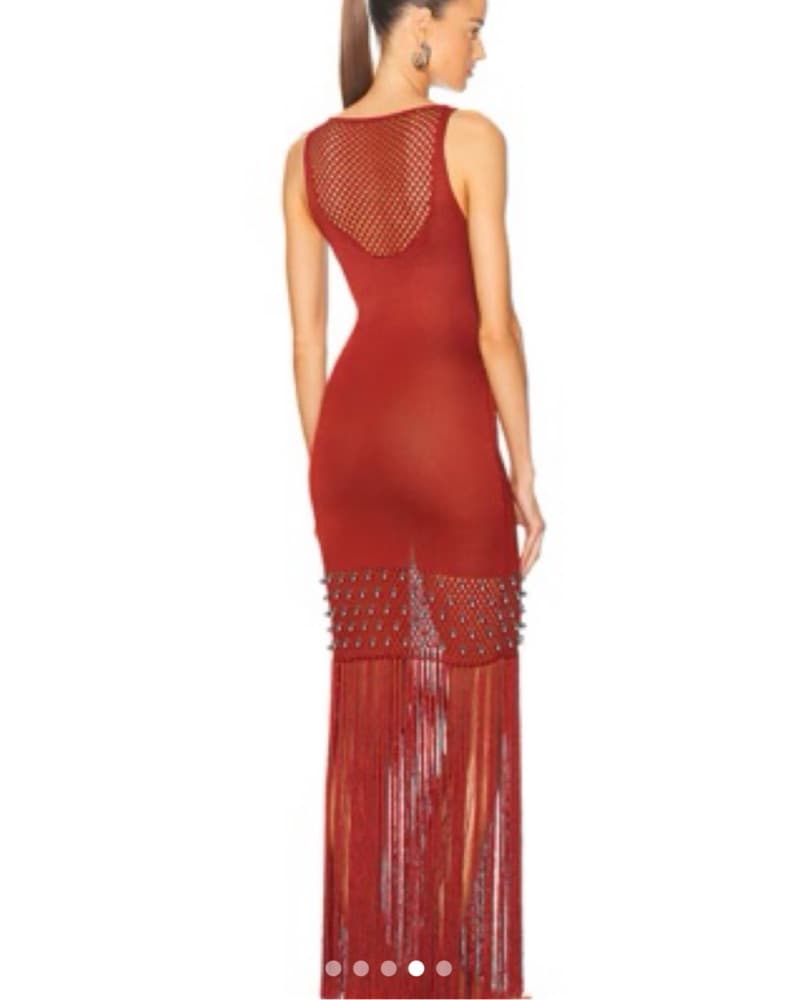 Paco Rabanne Fringe Beaded Knit Dress - Image 4