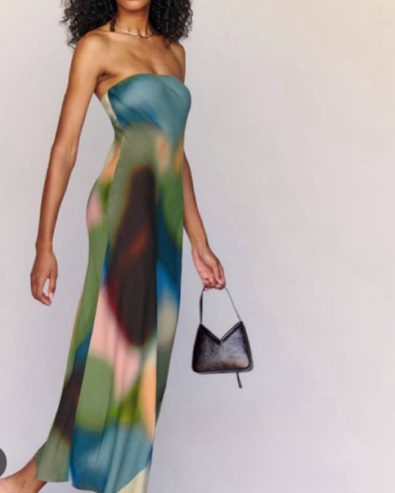 Multicolor Gradient Strapless Midi Dress - Image 1