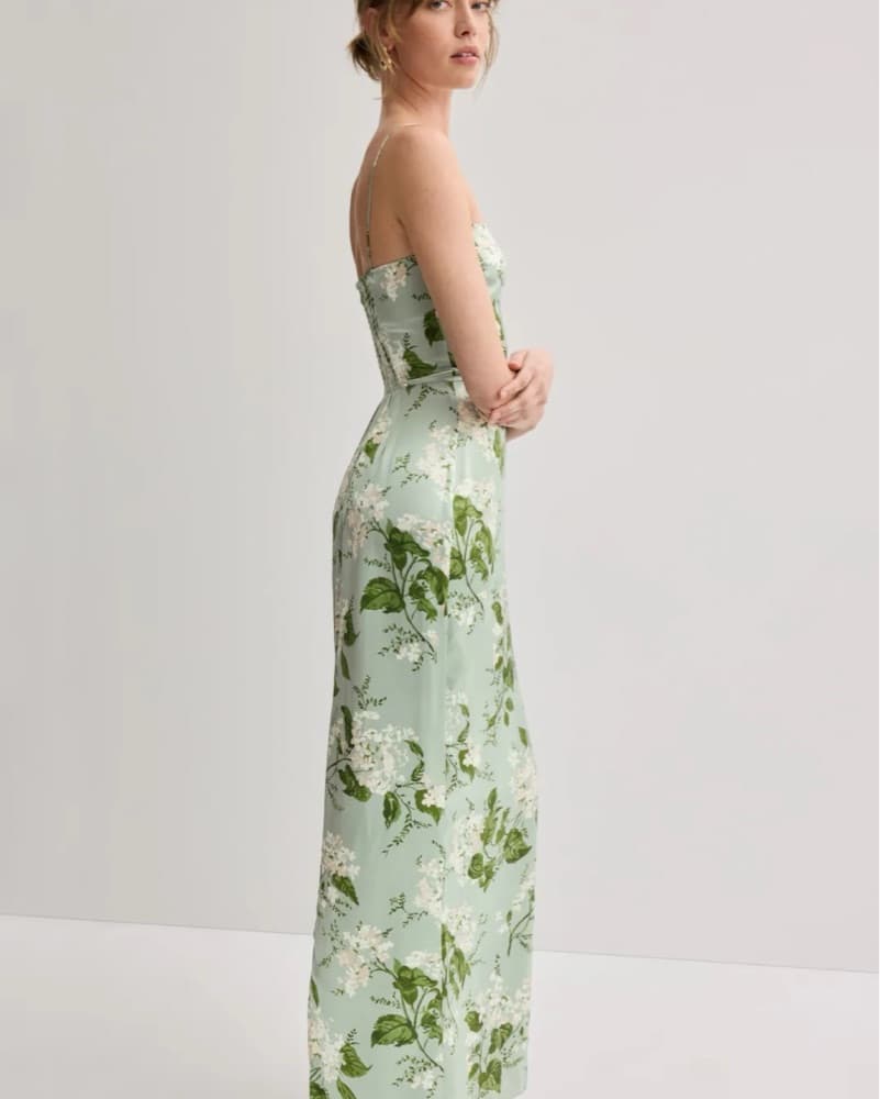 Frankie Silk Dress In Tarragon  - Image 2