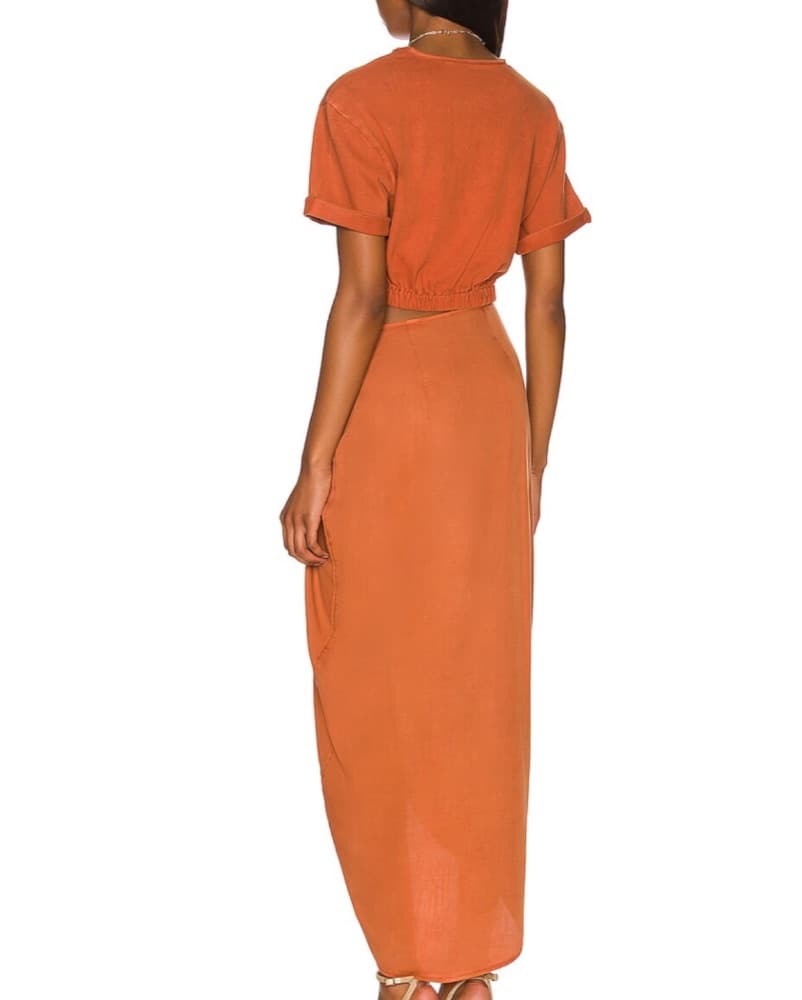 Free People Orange Tie-Front Maxi Dress - Image 3