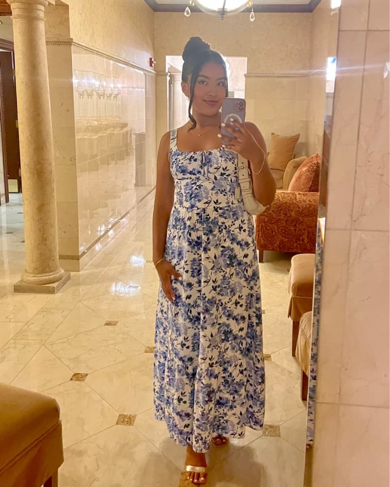 Blue Floral Maxi Dress - Image 2