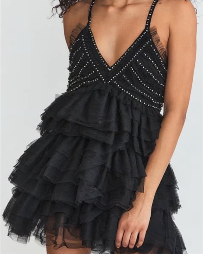 LoveShackFancy Jude Mini Dress in Black - Image 2